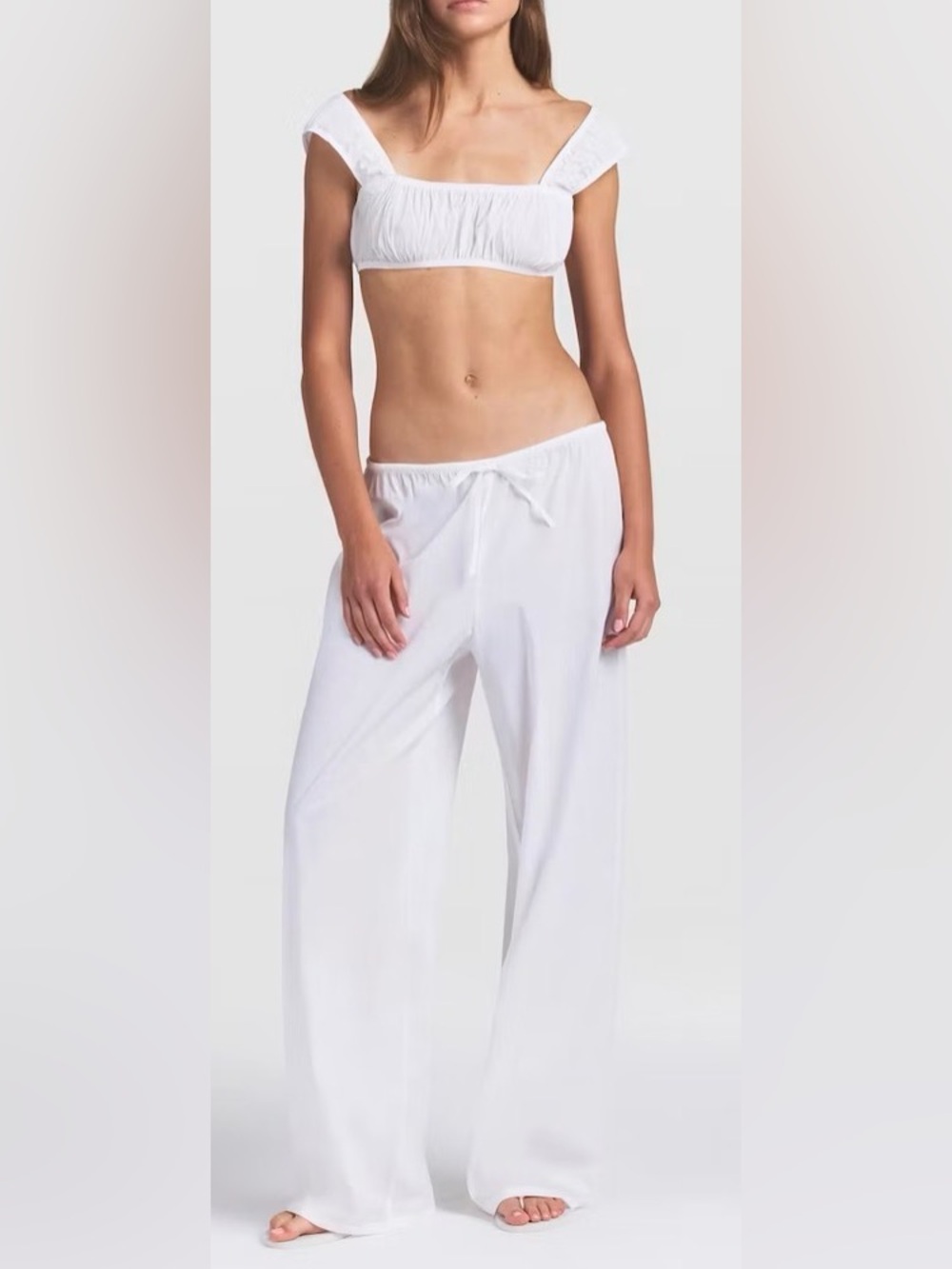 *SKIMS Snow Cotton Poplin Pants* Wide-Leg with Drawcord